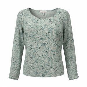 LOFT Mint Green Paisley Peplum Blouse Size S (Small 4/6) Long Sleeve Top